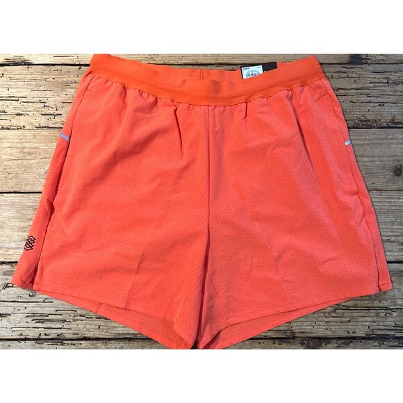 FLX Men’s Size S Orange Perforated Run Shorts W/Built In Lining NWT - Picture 1 of 7